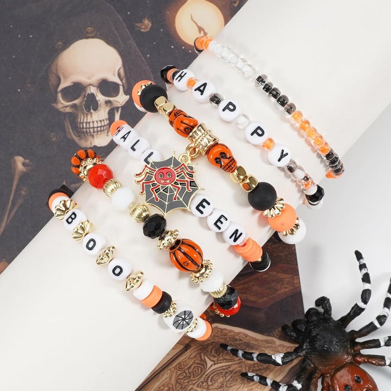 Lonext Halloween Bracelets Stackable Heishi Beaded Stretch Bracelets - Image 2